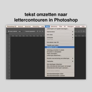 Photoshop: selecteer een tekstblok, tekst, omzetten in vorm.